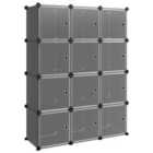 Storage Cube Organiser With 12 Cubes And Doors Black