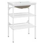 Vidaxl Bathroom Washbasin Frame With Built-in Basin White Iron