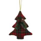 Festive 16cm Hanging Fabric Tartan Green/Red Tree-Foliage
