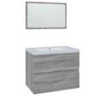 Vidaxl Bathroom Furniture Set Grey Sonoma Engineered Wood