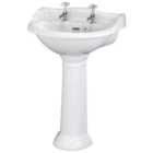 Bayswater Porchester Traditional 2 Tap Hole Basin with Full Pedestal - 600mm