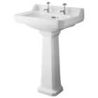 Bayswater Fitzroy Traditional 2 Tap Hole Basin with Full Pedestal - 595mm