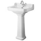 Bayswater Fitzroy Traditional 1 Tap Hole Basin with Full Pedestal - 560mm