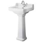 Bayswater Fitzroy Traditional 1 Tap Hole Basin with Comfort Height Full Pedestal - 500mm