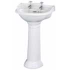 Bayswater Porchester Traditional 2 Tap Hole Basin with Full Pedestal - 500mm