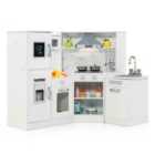 Costway Kids Corner Kitchen Playset with Separated Washing Basin-White
