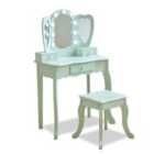 Teamson Kids Heart Glow Play Vanity Set, Sage Green