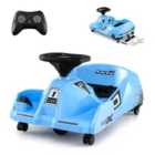 Costway 12V Electric Cleaning Go Kart Ride on Race Car with Detachable Mop-Blue