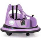 Costway 12V Kids Ride On Bumper Car with Dual Joysticks and 5 Light Effects-Purple