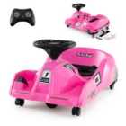 Costway 12V Electric Cleaning Go Kart Ride on Race Car with Detachable Mop-Pink
