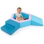 Costway 3-Piece Baby Foam Climbing Blocks Set with Ball Pit and Balls-Blue