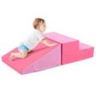 Costway 2-Piece Step and Slide Climber for Infants and Toddlers-Pink