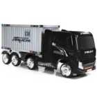 Costway 12V Ride-On Semi-Truck with Container for Kids of 3-8 Year Old-Black