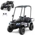 Costway 24V Kids Golf Cart 4WD 2 Seater Ride on Car with Dump Bed-Black