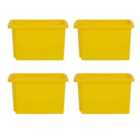 Wham Stack & Store 4 X 24L Plastic Storage Boxes Yellow