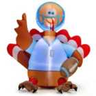 Costway 5 Feet Inflatable Thanksgiving Turkey Rugby Player with LED Lights