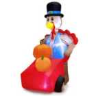 Costway 6 Feet Lighted Thanksgiving Inflatable Turkey Pushing Pumpkin Cart