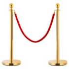 Vidaxl 3 Piece Vip Queue Barrier Set Stainless Steel Gold