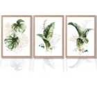 Artze Wall Art Botanical Set Of 3 Green And Gold Floral Wall Art Prints Size: A2 Oak Frames
