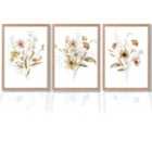 Artze Wall Art Autumn Wild Flower Bouquets Set Of 3 Art Prints Size: A2 Oak Frames