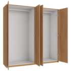 Wickes Claydon Oak Slab 2 Cabinet Quad Wardrobe with Rail, Plinth & Panels - 2083 x 2036mm