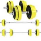 HOMCOM Adjustable 20KGS Barbell & Dumbbell Set for Home Gym, Yellow