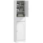 HOMCOM White Tall Bathroom Storage Cabinet with Arch Doors Adjustable Shelf 1700mm
