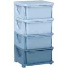 HOMCOM Kids Storage Units with Drawers 4 Tier Chest Dresser Tower Blue