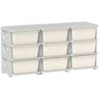 HOMCOM Kids Storage Units with Drawers 3 Tier Chest Dresser Tower Cream