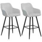 Beliani Set Of 2 Bar Chairs Casmalia Velvet Light Blue