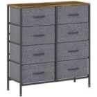 HOMCOM 8 Drawer Fabric Chest of Drawers with Wooden Top, Rustic Brown