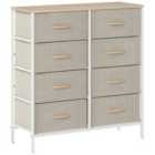HOMCOM 8 Drawer Fabric Chest of Drawers w/ Wooden Top for Hallway Maple