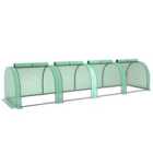 Outsunny Tunnel Greenhouse Steel Frame for Garden w/ Zipper Doors, Green