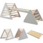 Costway Toddler Climbing Frame, Wooden Climbing Toys Set with Ramp-gray