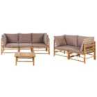 Beliani Garden Lounge Set With Table 5 Seater Cerreto Bamboo Wood Taupe