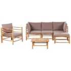 Beliani Garden Lounge Set With Table 5 Seater Cerreto Left Hand Bamboo Wood Taupe