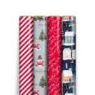 Eurowrap 7M Contemporary Assorted Christmas Gift Wrap One - Roll