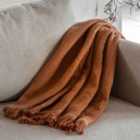 Crossland Grove Blackwell Border Waffle Throw Apricot 1300X1700Mm