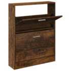 vidaXL Shoe Cabinet Smoked Oak 59x17x81 cm Engineered Wood