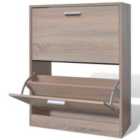 vidaXL Oak Look Wooden Shoe Cabinet with 2 Compartments