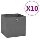 Storage Boxes 10 Pieces Non-woven Fabric 28X28X28Cm Grey