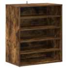 vidaXL Shoe Cabinet Smoked Oak 60x35x70 cm Engineered Wood
