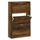 vidaXL Shoe Cabinet Smoked Oak 63x24x103 cm Engineered Wood
