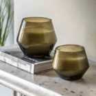 Crossland Grove Glass Filled Candle Green Lime Basil &Manderin 2pk