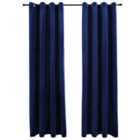 vidaXL Blackout Curtains with Rings 2 pcs Velvet Dark Blue 140x225 cm