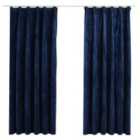 vidaXL Blackout Curtains 2 pcs with Hooks Velvet Dark Blue 140x175 cm
