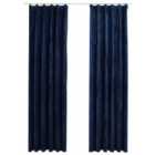 vidaXL Blackout Curtains 2 pcs with Hooks Velvet Dark Blue 140x245 cm