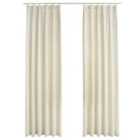 vidaXL Blackout Curtains 2 pcs with Hooks Velvet Cream 140x245 cm