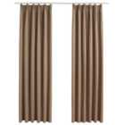vidaXL Blackout Curtains with Hooks 2 pcs Taupe 140x245 cm
