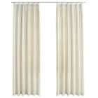 vidaXL Blackout Curtains 2 pcs with Hooks Velvet Cream 140x225 cm